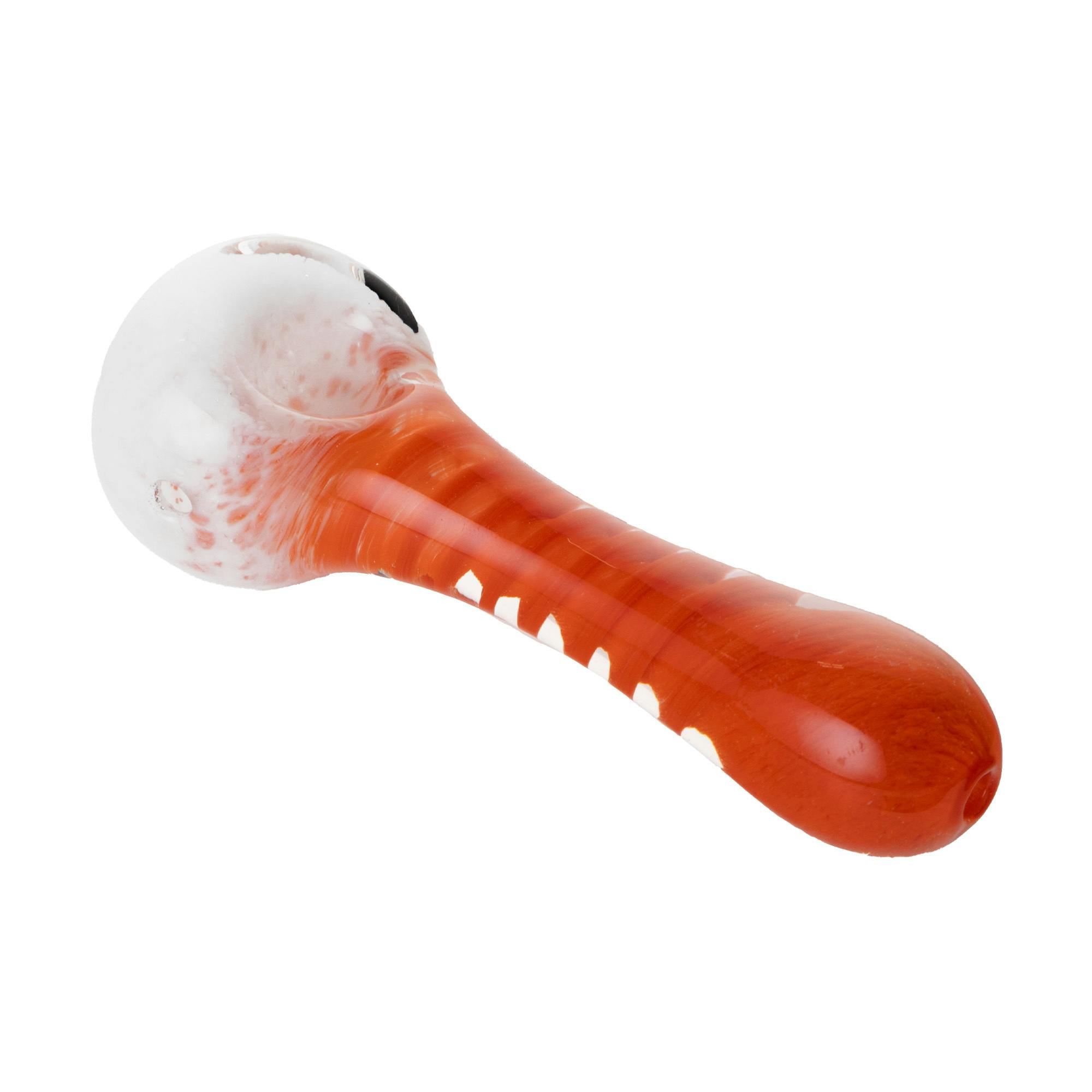 Human Grade - IO Twist Hand Pipe Bow - White Frit w/ Orange