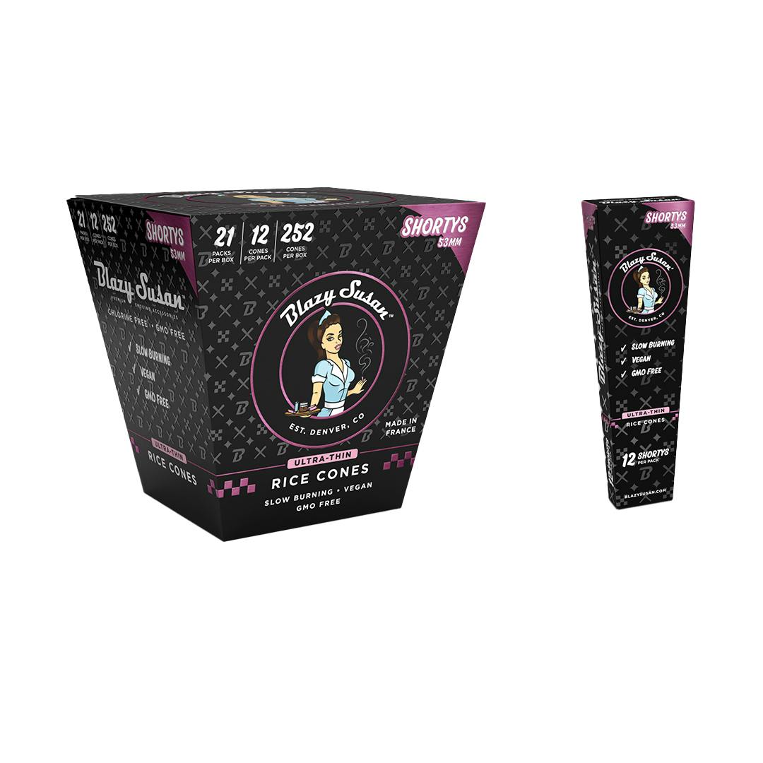 Blazy Susan - Ultra Thin Pink 53mm Shortys Cones 12 Pack