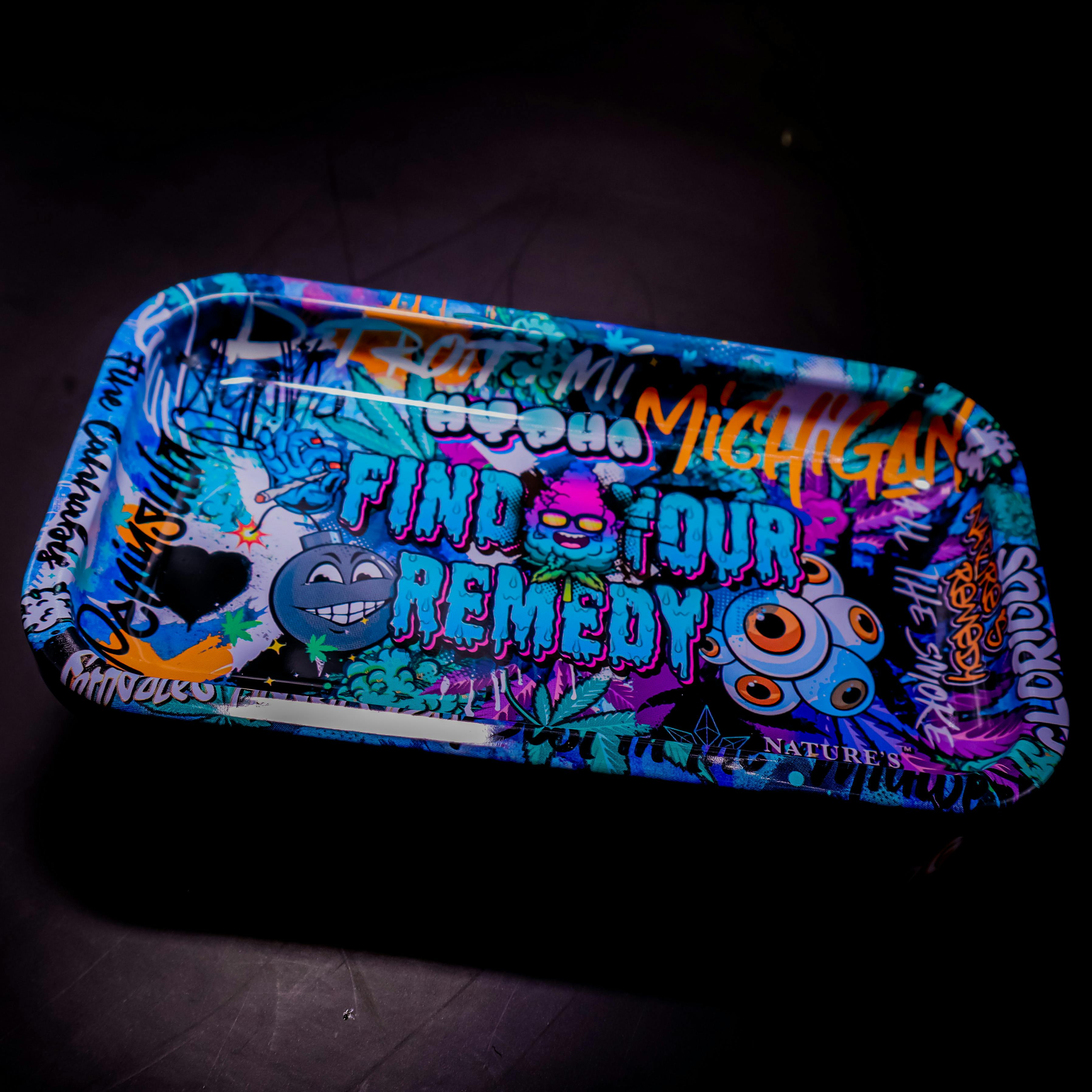 Nature's Remedy - Graffiti Syndicase Mini Rolling Tray / Stash Case Combo