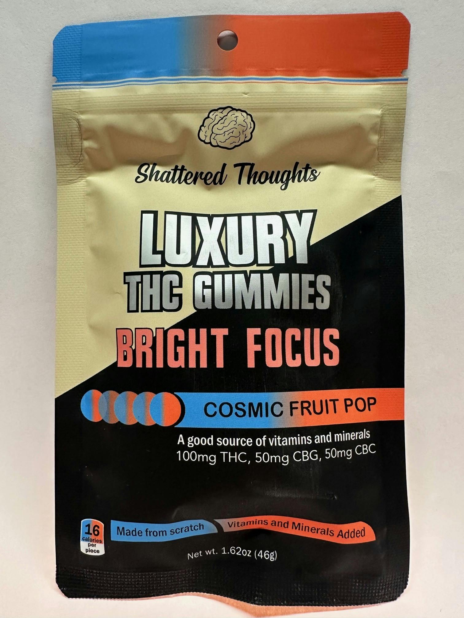 Shattered Thoughts | Cosmic Fruit Pop "Bright Focus" Gummies | 10mgTHC:5mgCBG:5mgCBC | 10pk