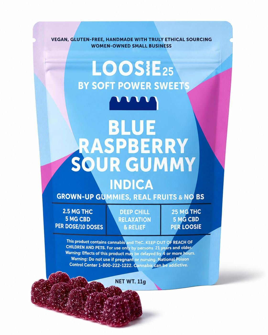 Soft Power Sweets | Blue Raspberry "Loosie" | 25mgTHC:5mgCBD at DOSHA