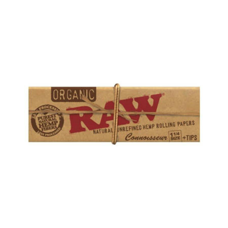 RAW 1 1/4 ORGANIC Connoisseur Rolling Papers W/Tips