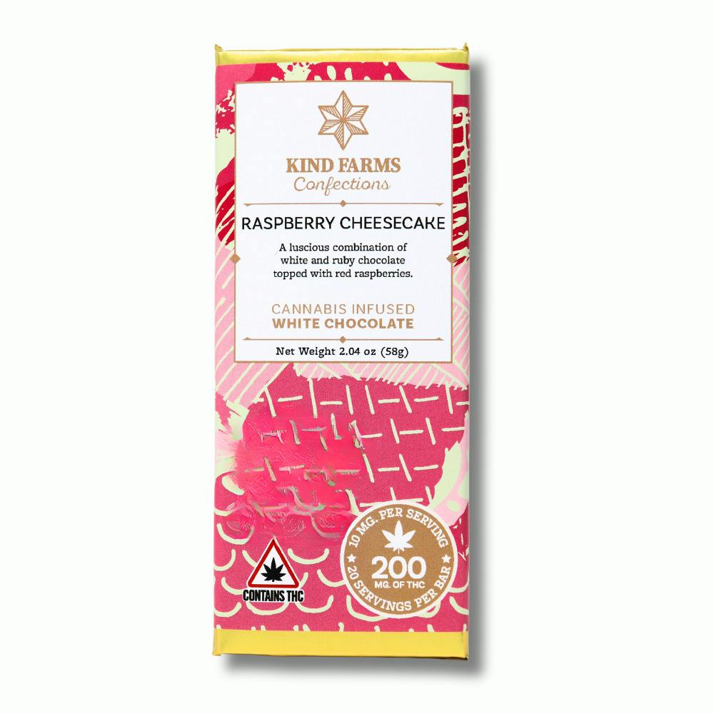 Raspberry Cheesecake White Chocolate Bar | [200mg] | Kind Farms