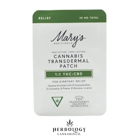 Mary's Medicinals | 1:1 Transdermal Patch | 20mg