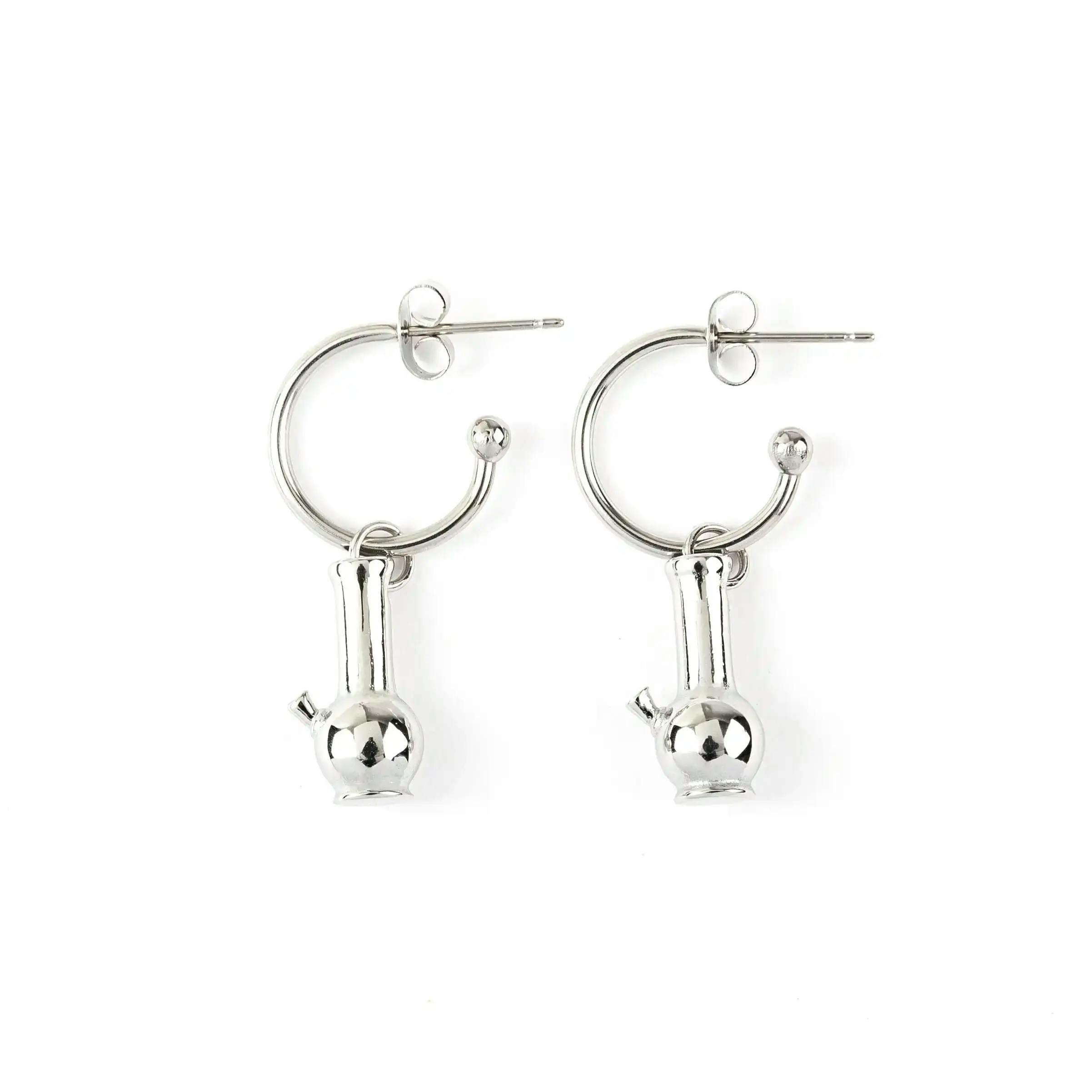 Bong Charm Earring Set - Silver