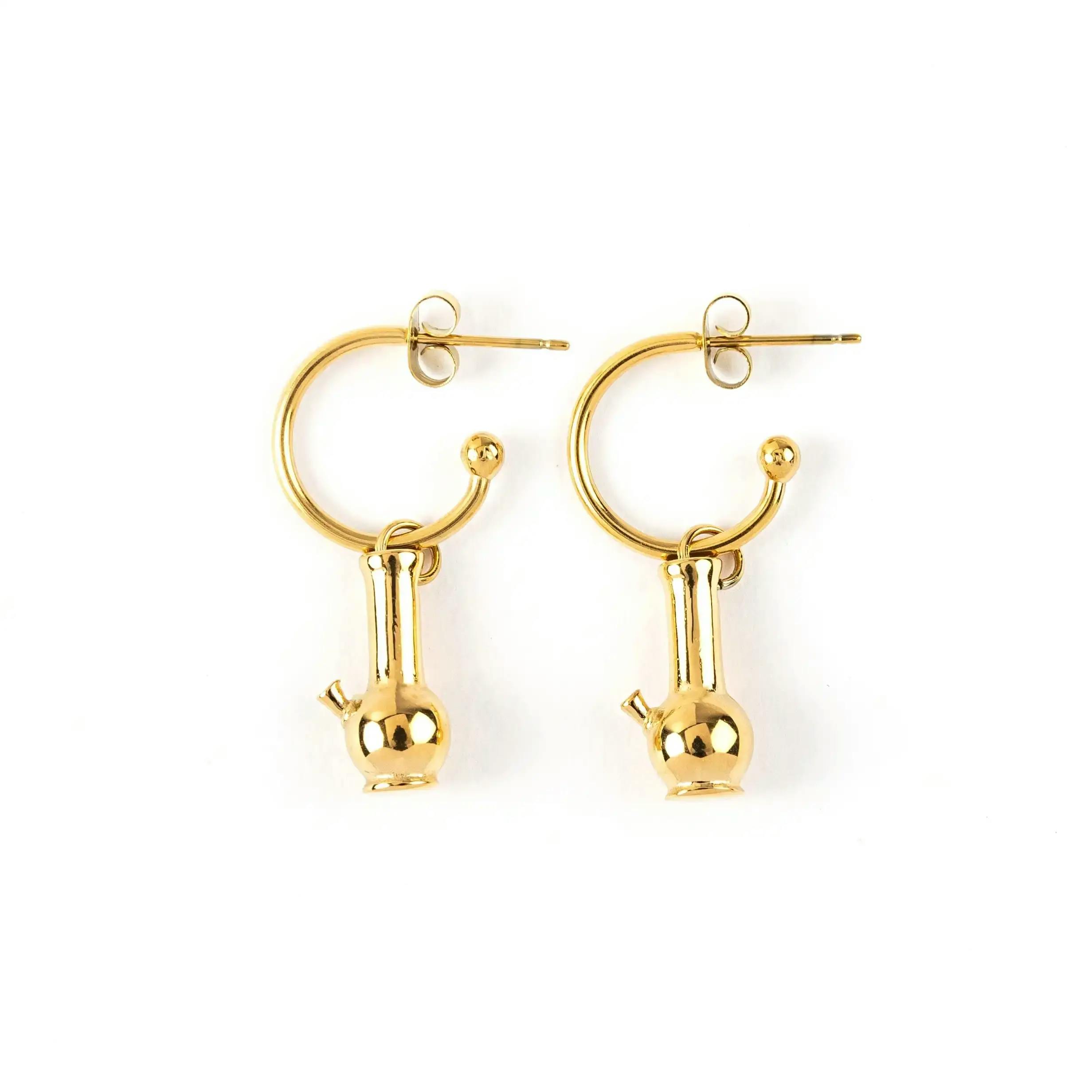 Bong Charm Earring Set - Gold