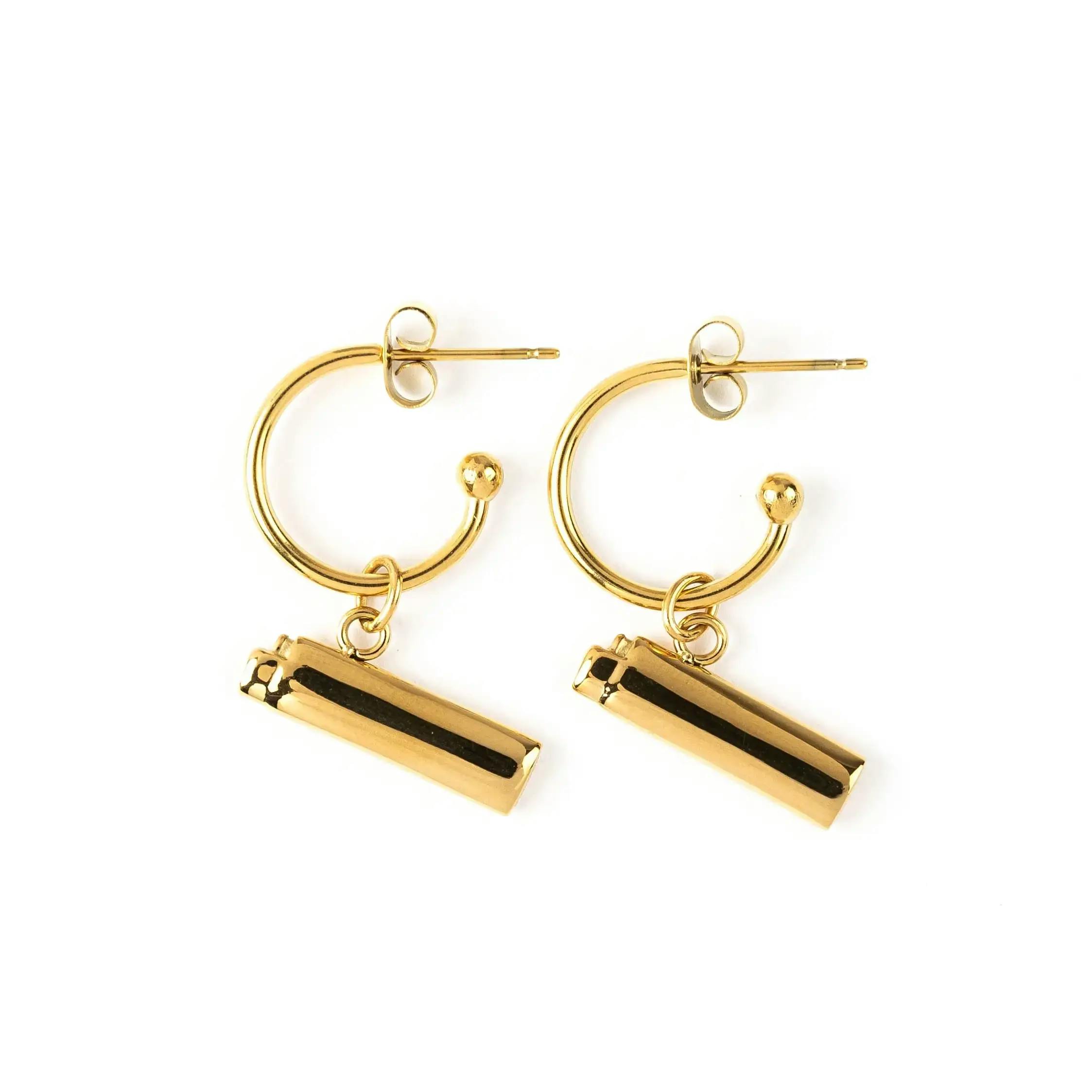 Lighter Charm Earring Set - Gold
