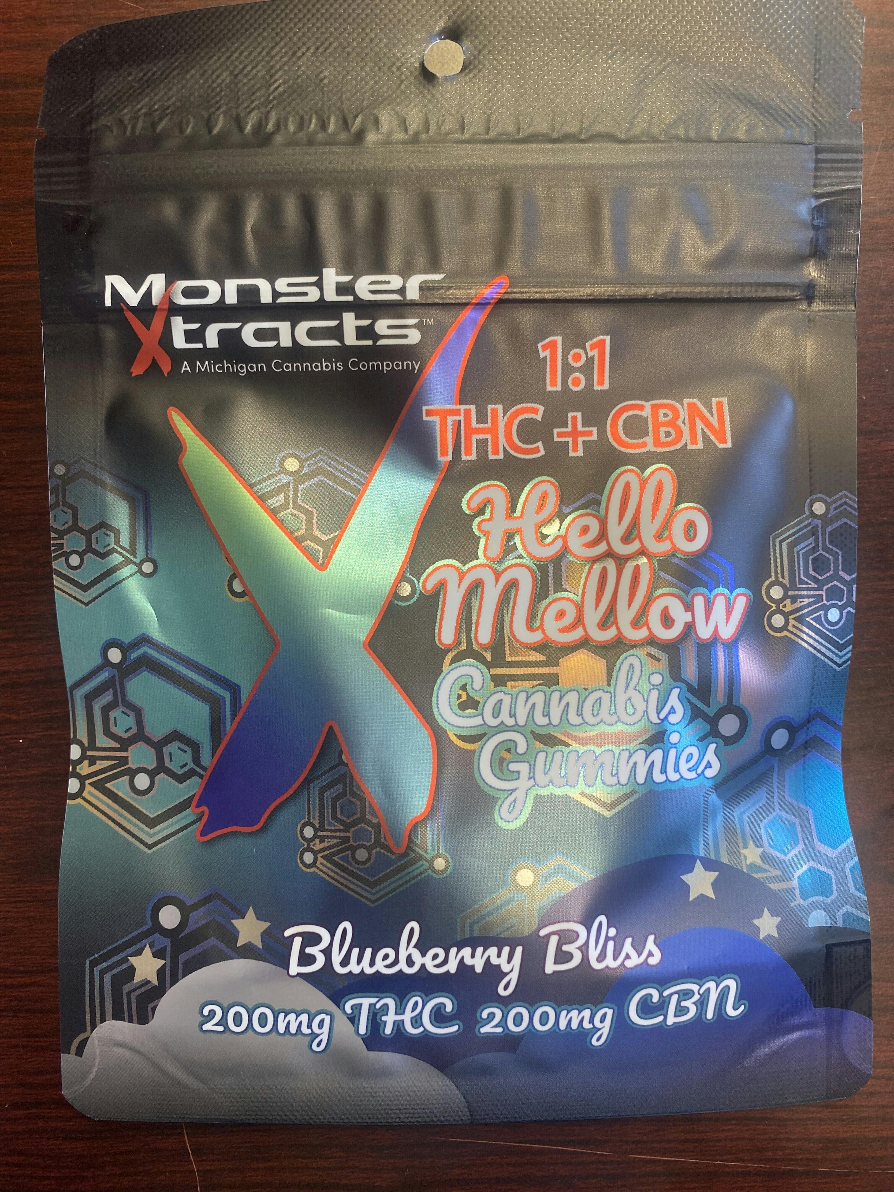 Monster Xtracts - Blueberry Bliss 1:1 THC:CBN - 200mg Full Spectrum Gummies (10x20mg)