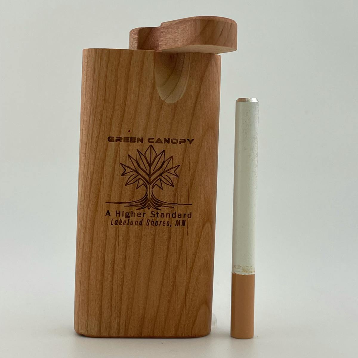 4" Wood Dugout | Green Canopy Logo - Cherry