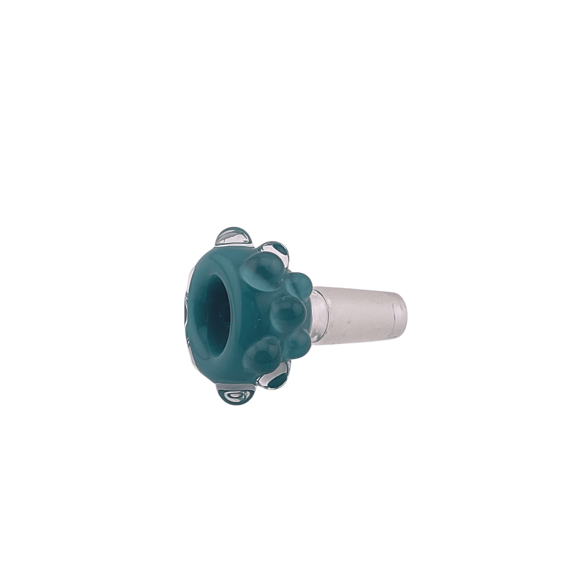 14mm Glass Bowl | Teal Bumps