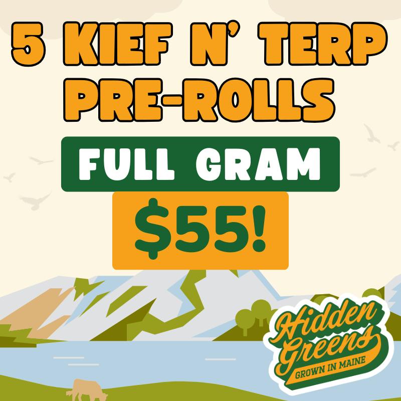 5 Kief N' Terp 1G Pre-Rolls for $55!