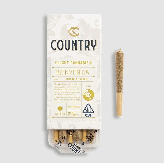 Country Cannabis - Bienvenida 1:3 CBD:THC | 3.6g | .6g x 6 Preroll Pack