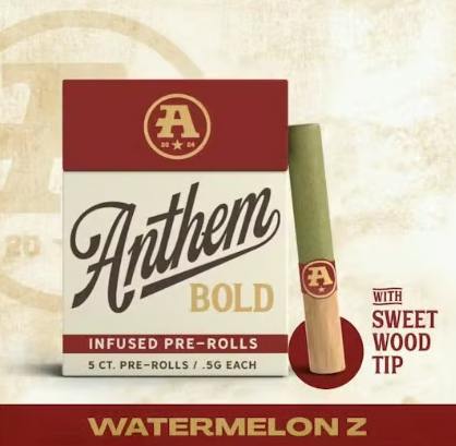 Anthem BOLD Watermelon Z Infused Pre-Rolls w/ Wood Tip 0.5g | 5 pack