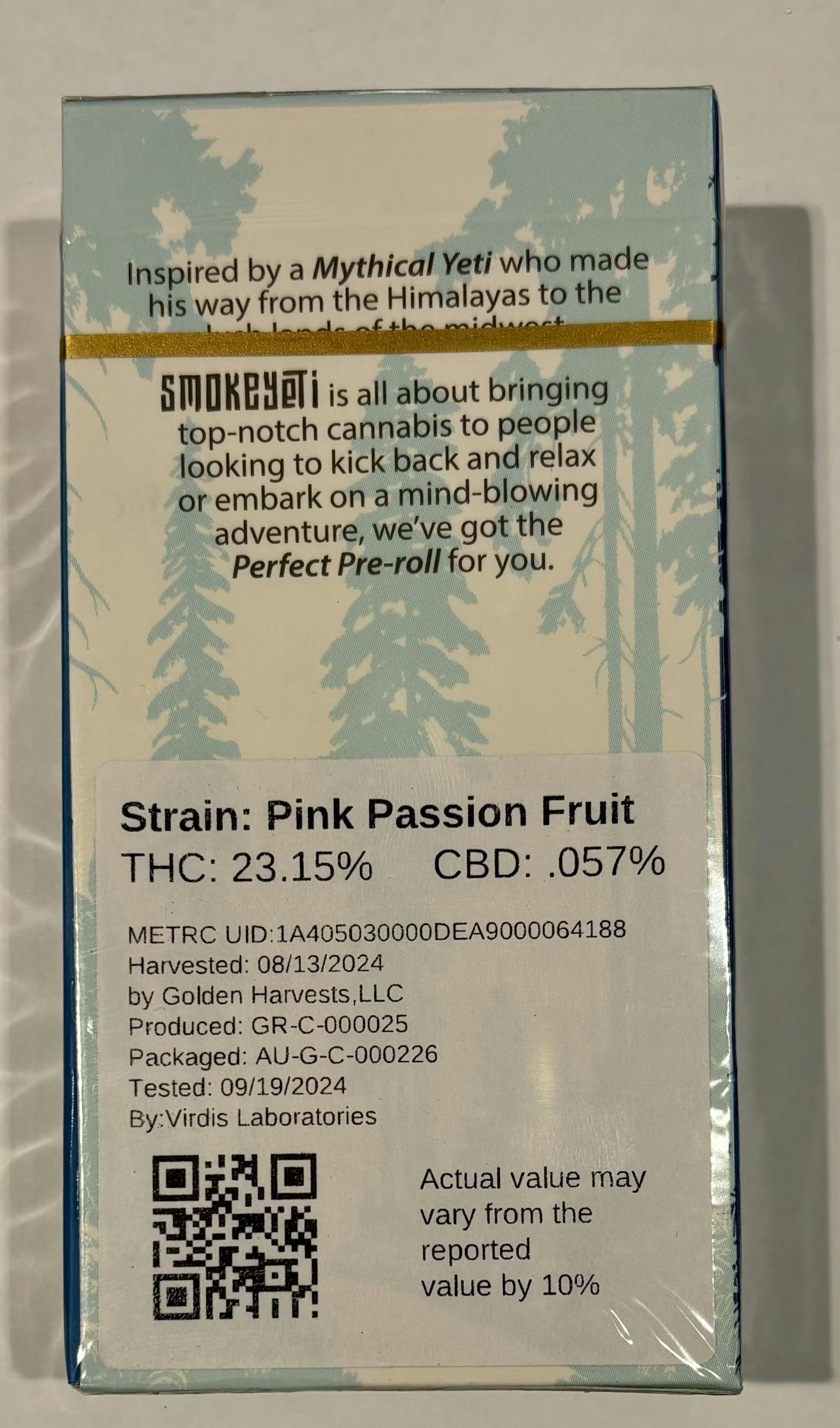 Yeti ID 10x 1g Pre-Roll Pack Pink Passion Fruit
