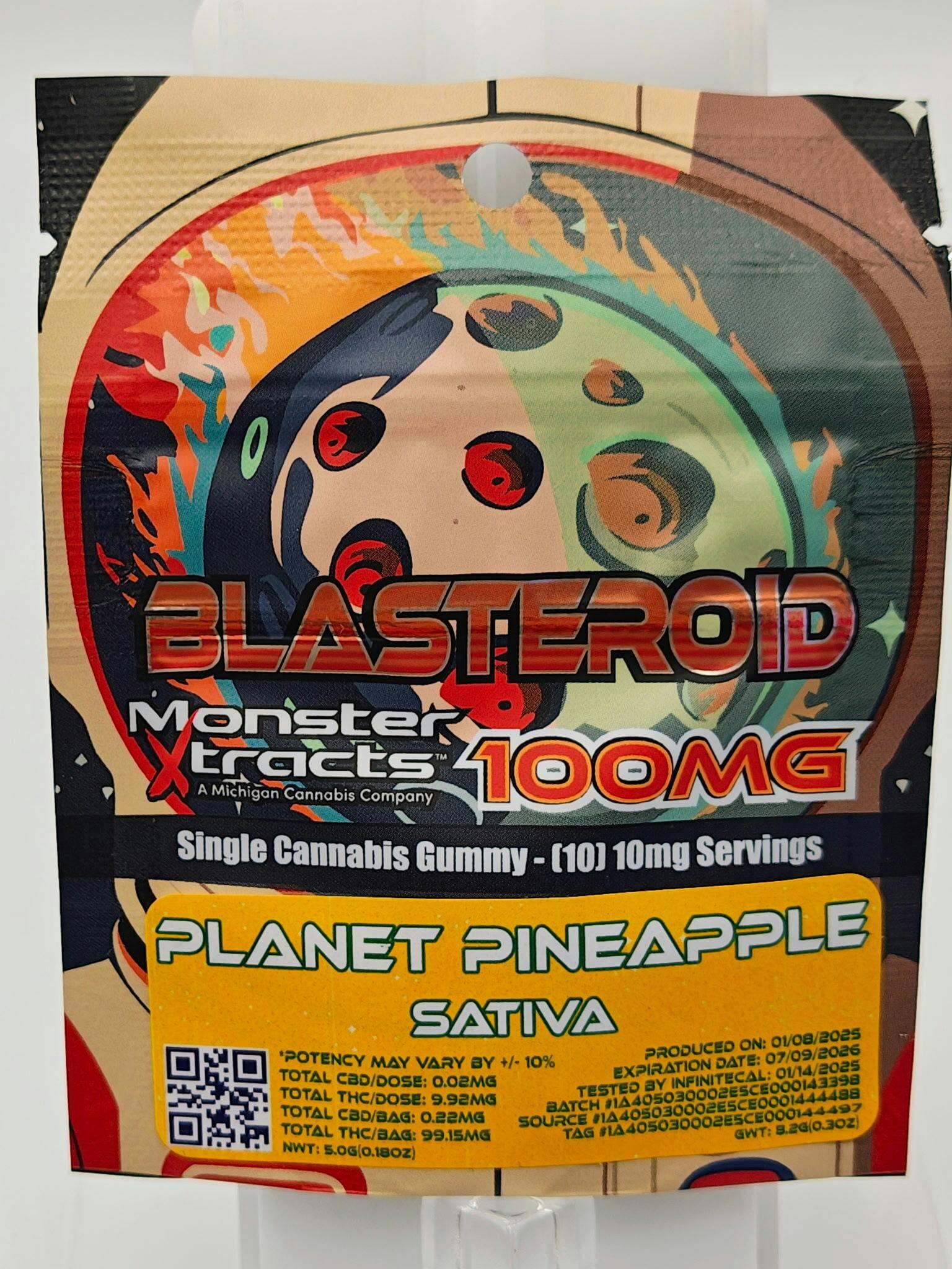 GUMMY - PLANET PINEAPPLE - 100MG BLASTEROID GUMMY - MONSTER X at Green Eden