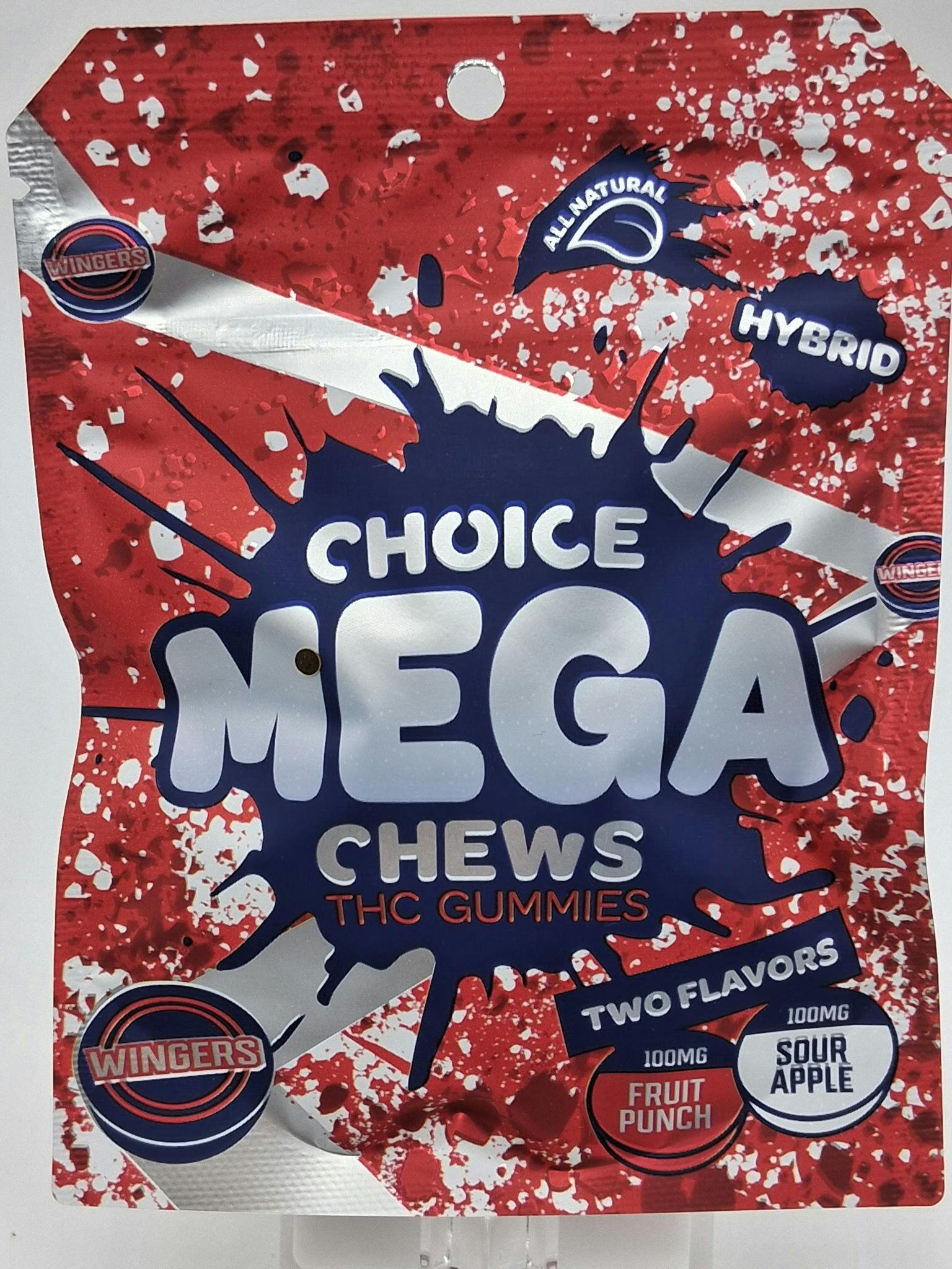 Choice - 200mg Mega Chew (2pk) - Wingers - Pucker Punch (Hybrid)