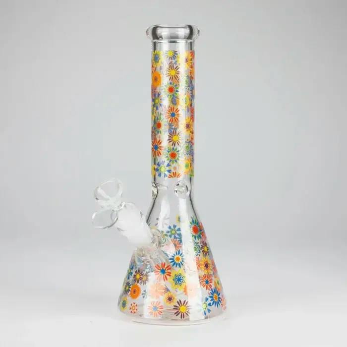 10" Flower Design Glass Bong