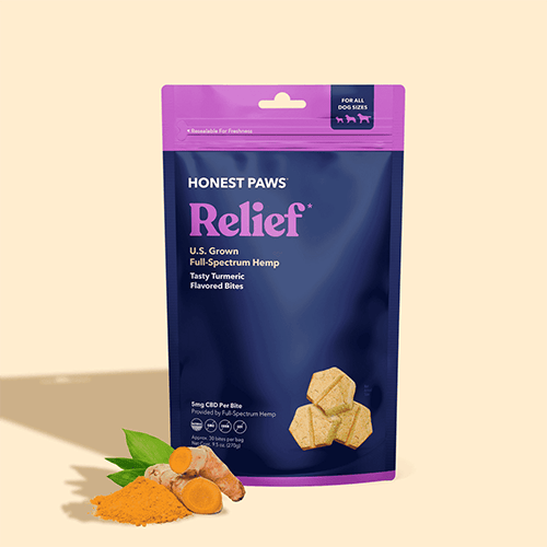 Honest Paws | Relief Bites | Dog CBD Treats | 30 Bites per Bag