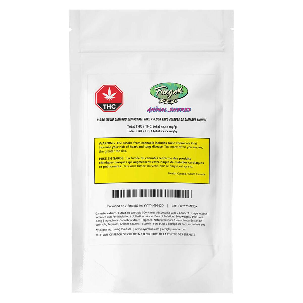 Animal Sherbs Liquid Diamond Disposable Vape - 0.95g