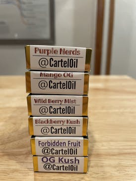 Cartel Oil Co | 510 Cartridge | Distillate | Live Terps | Indica | Purple Nerds | 1g