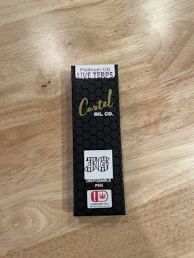 Cartel Oil Co | Disposable | Distillate | Live Terps | Indica | Platinum OG | 3g