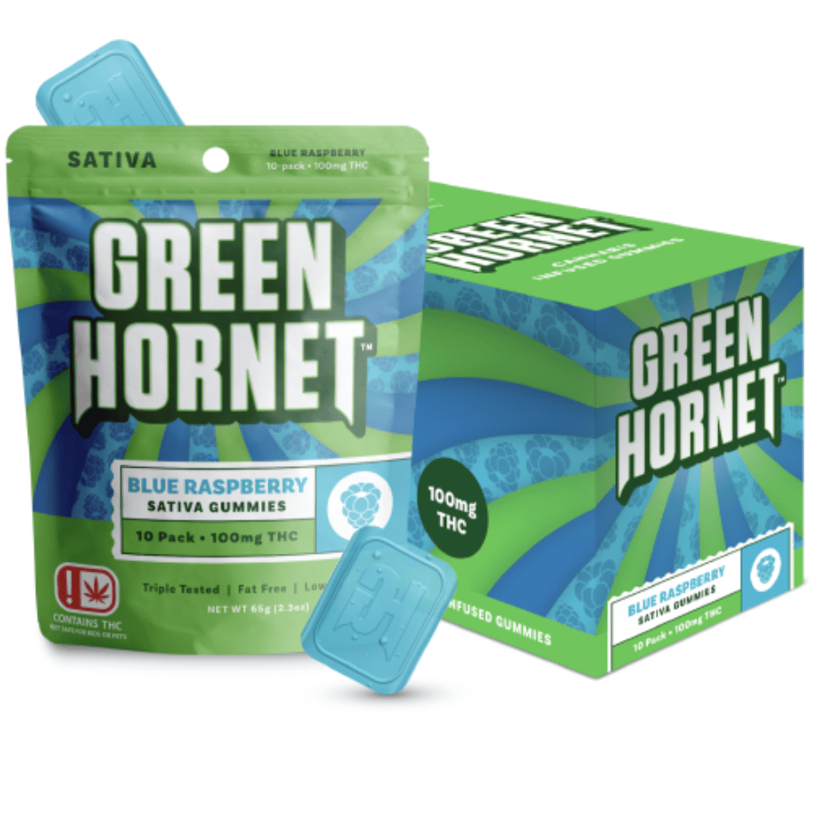 Green Hornet - Blue Raspberry 100mg Sativa Gummies