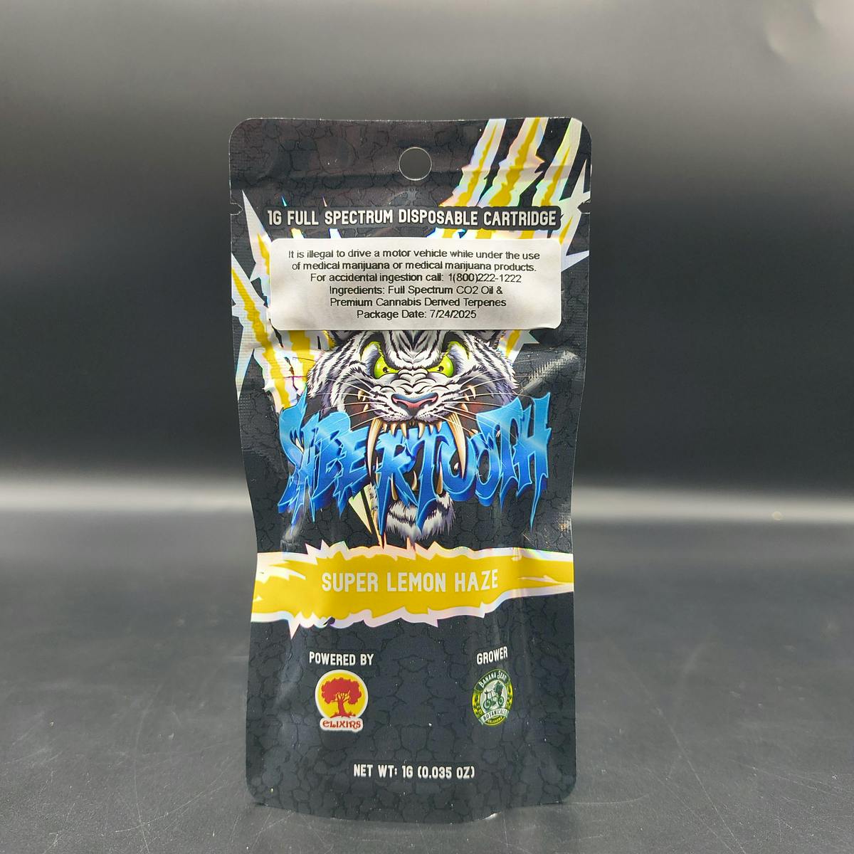Sabertooth - Super Lemon Haze 1g Full Spectrum Disposable