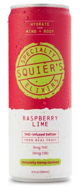Squier's: Raspberry Lime Infused Seltzer 5mg THC/10mg CBD