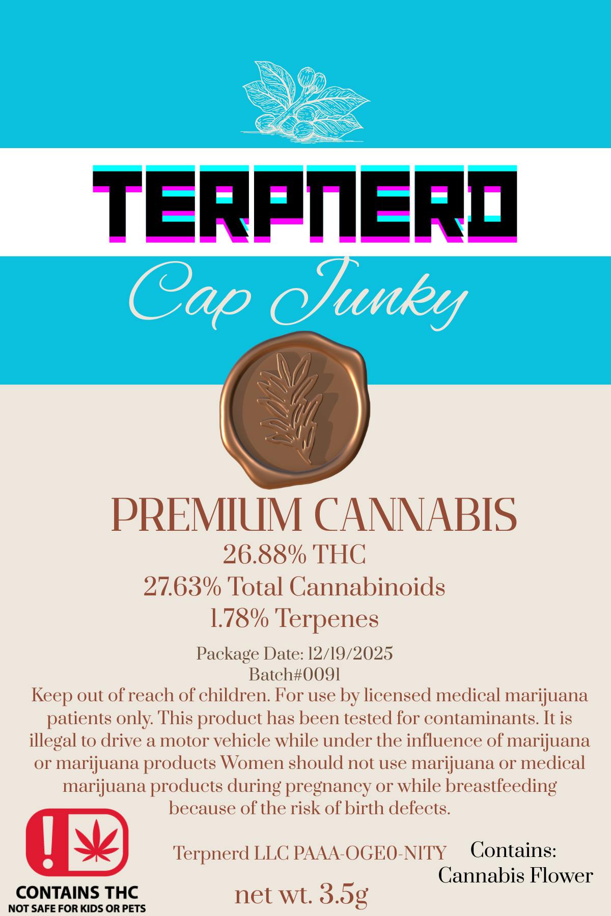 3.5g Cap Junky -Terpnerd Select Flower