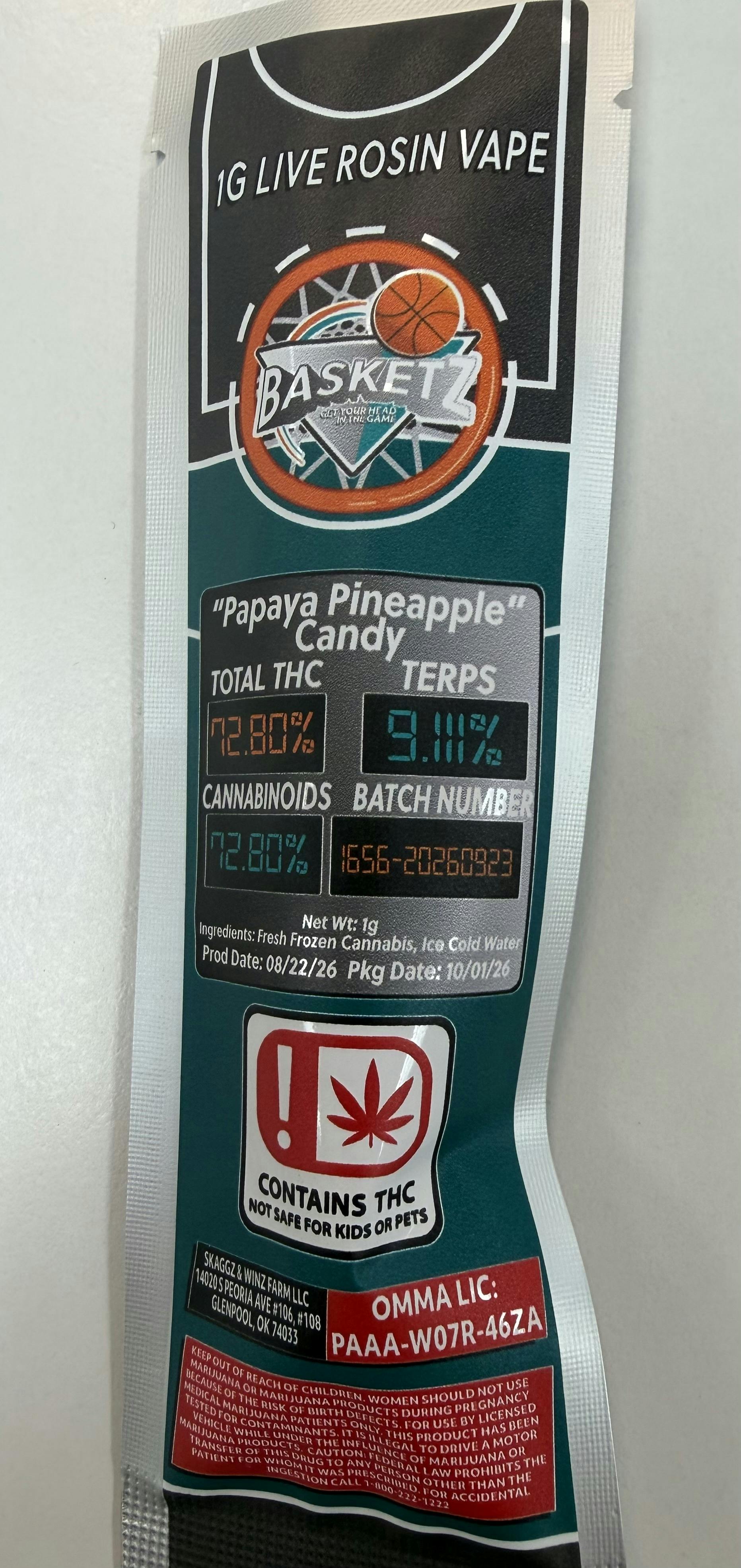 Papaya Pineapple Candy - Basketz 1g Rosin Vape