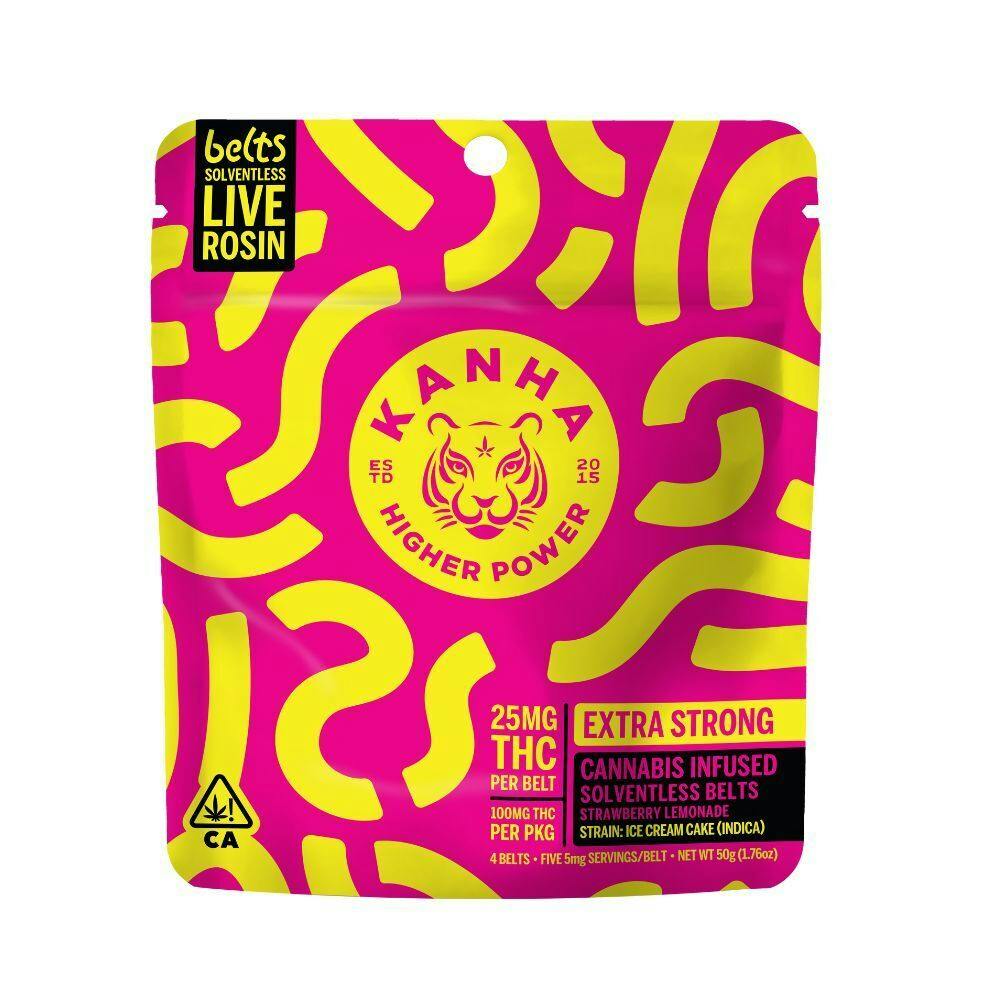 Solventless Belts | Strawberry Lemonade Gummies | 100mg | 4ct | 25mg/ea