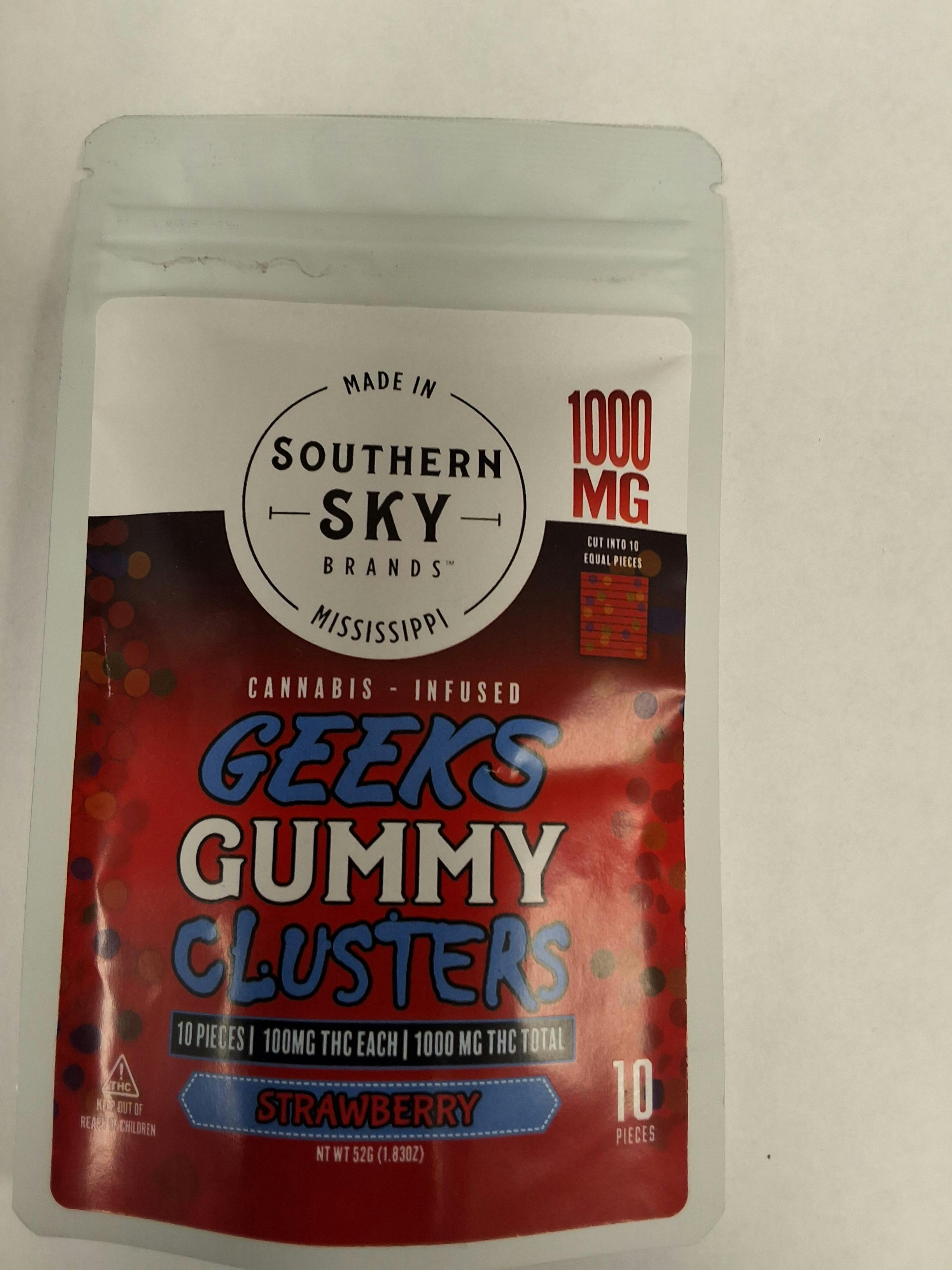 Strawberry Geeks Gummy Clusters | 1000mg | 10ct | 100mg/ea by Southern Sky Brands