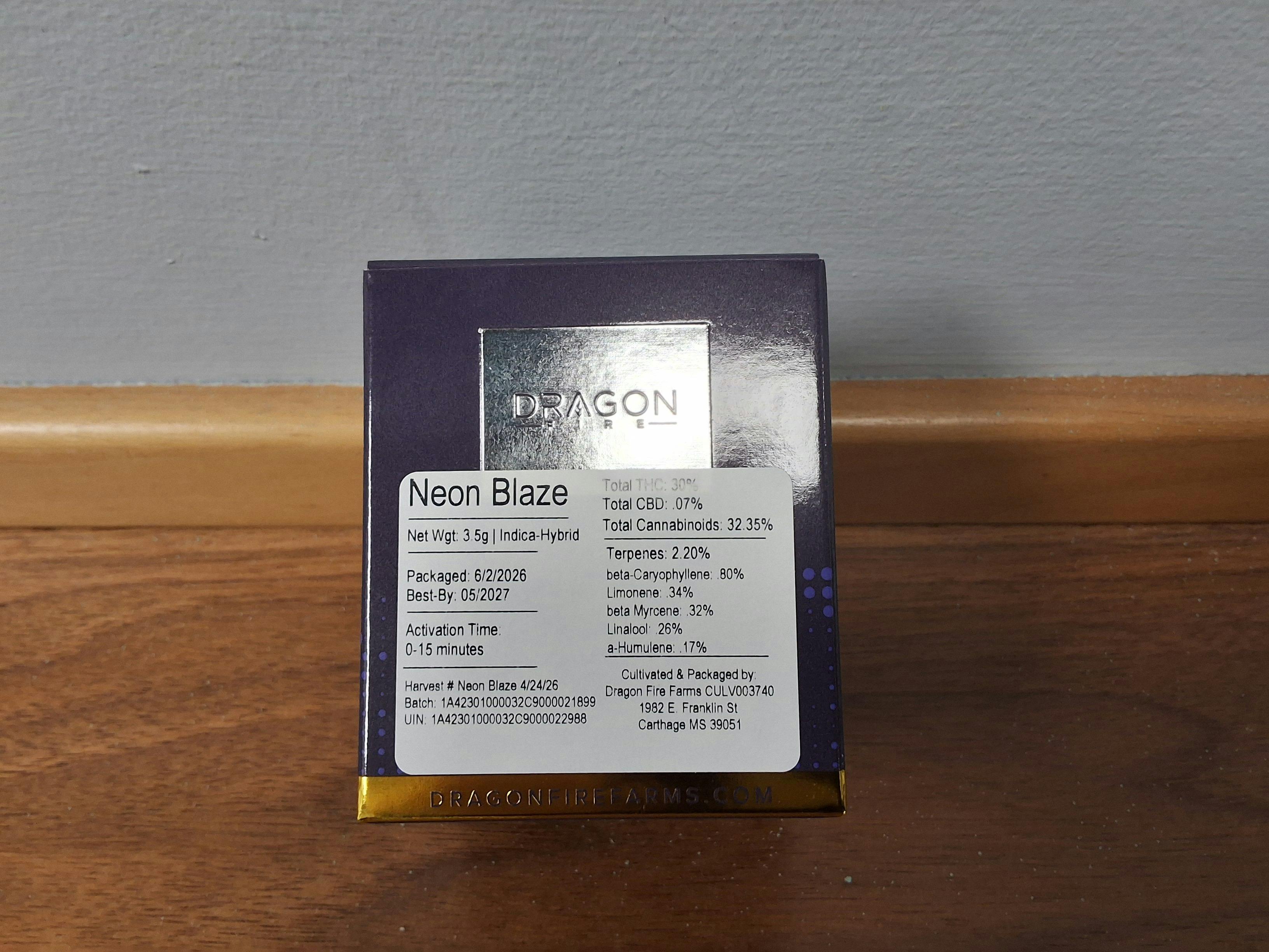Neon Blaze 3.5g 30%THC 2.2%TERP - DRAGON FIRE - INDICA HYBRID