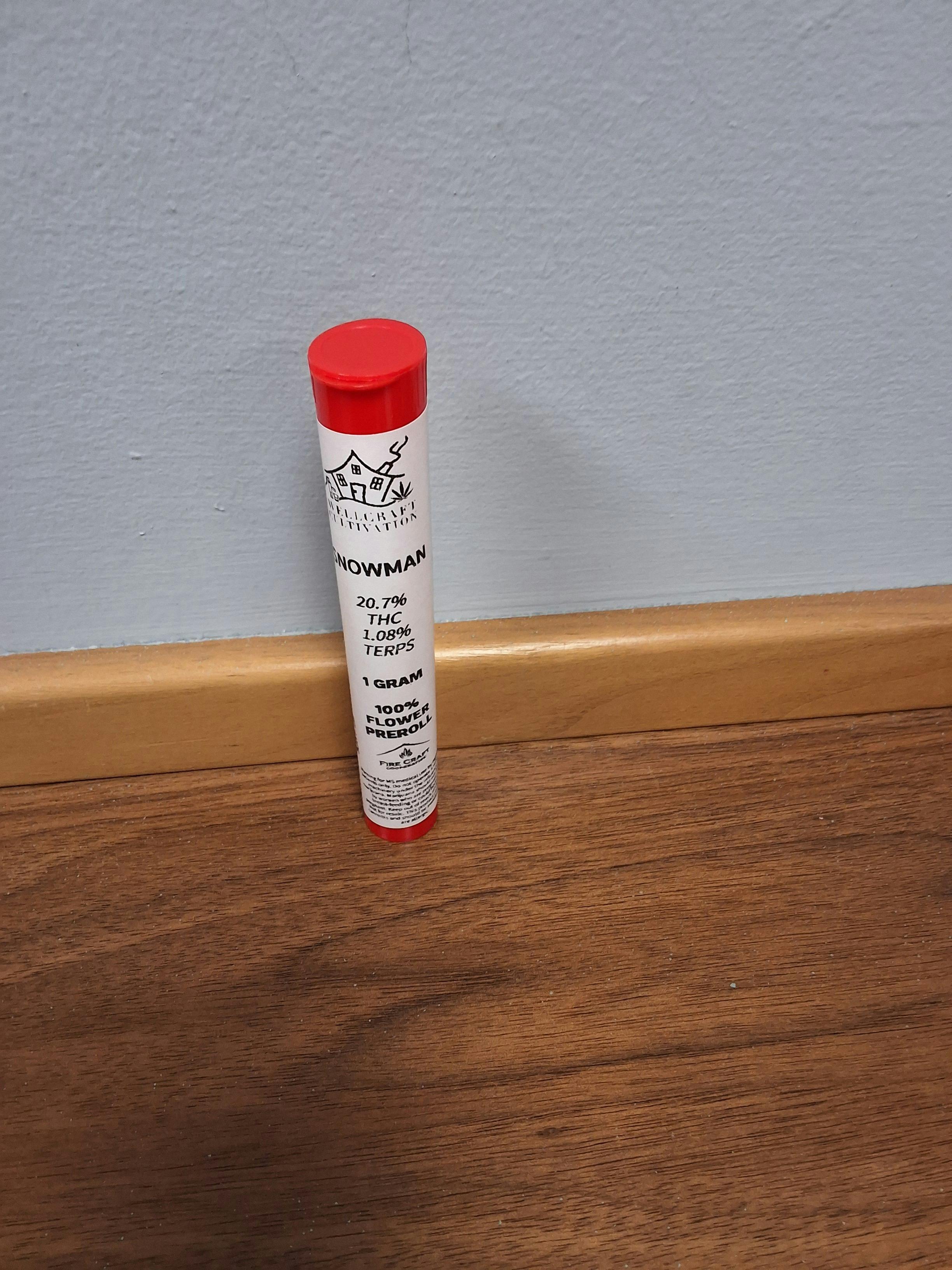 Snowman Pre-rolls 1G 20%THC 1%TERP - WELLCRAFT - SATIVA HYBRID at High Street Dispensary