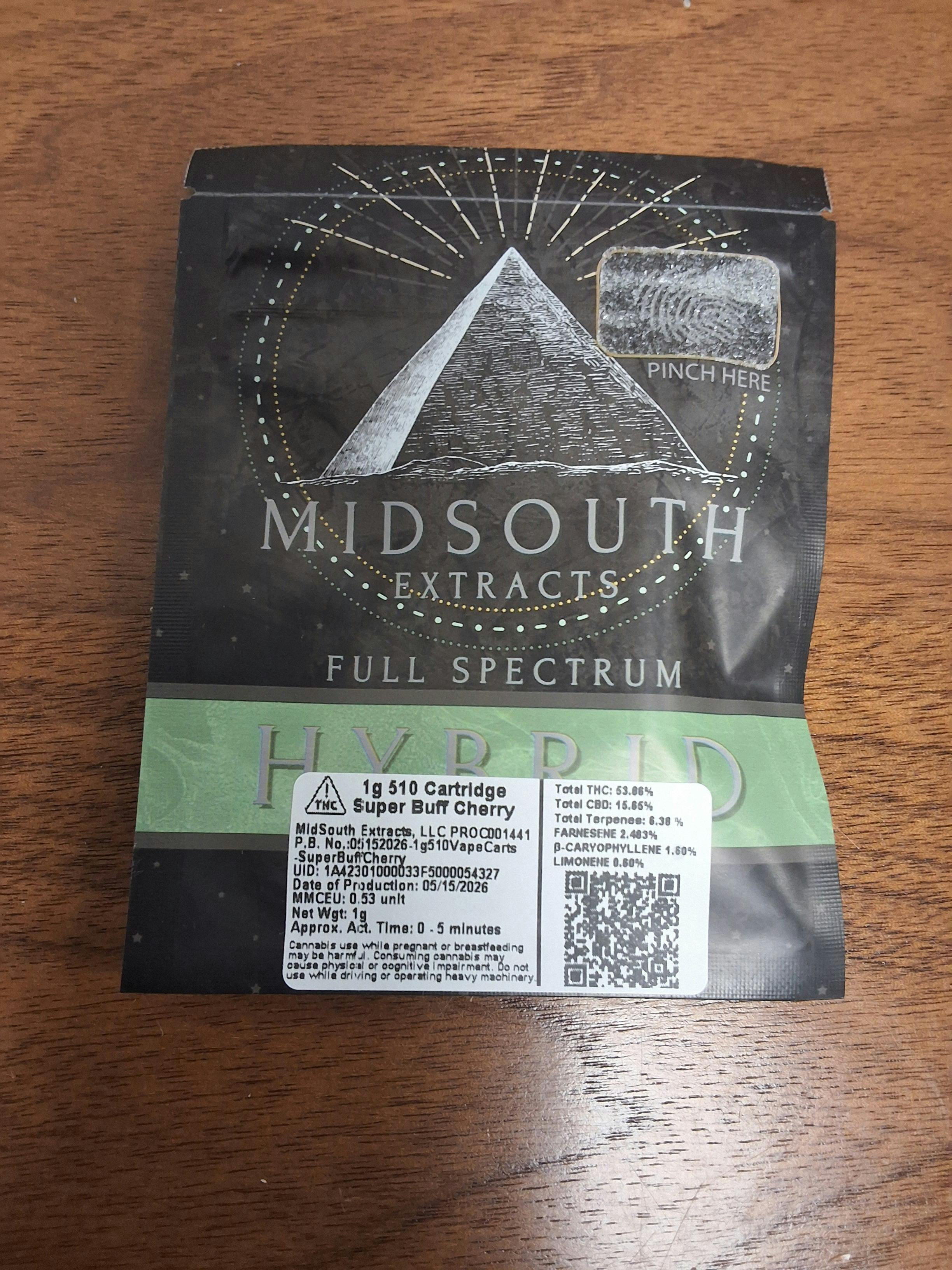 1g 510 - Super Buff Cherry - 53.86% - MIDSOUTH EXTRACT - HYBRID
