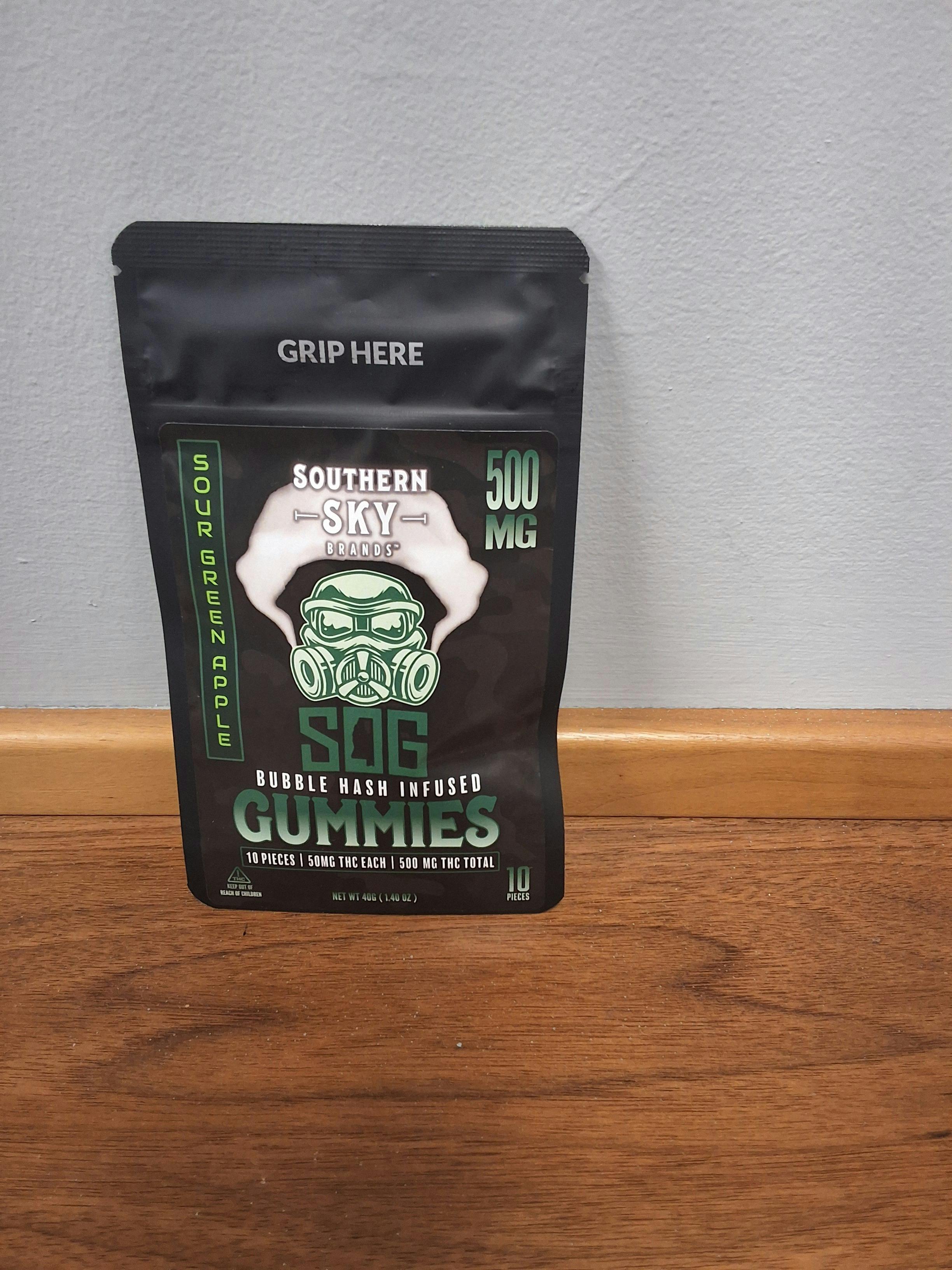 500mg SOG Sour Green Apple Hash Gummy PK (10 pieces) - SOUTHERN SKY