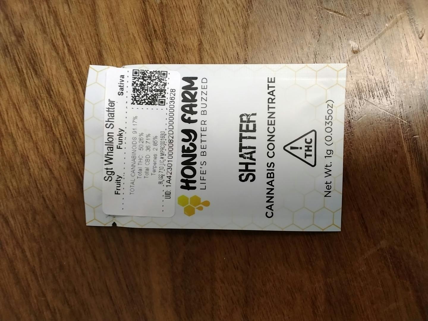 Honey Farm | Shatter | Sgt Whallon 50%THC 2.85%TERP - SATIVA