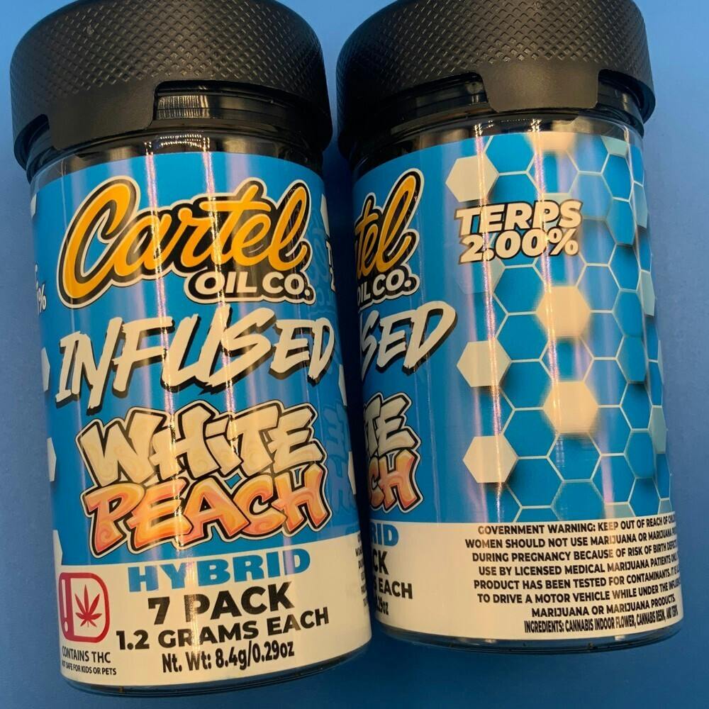 CARTEL OIL 7 PACK INFUSED PREROLLS - WHITE PEACH