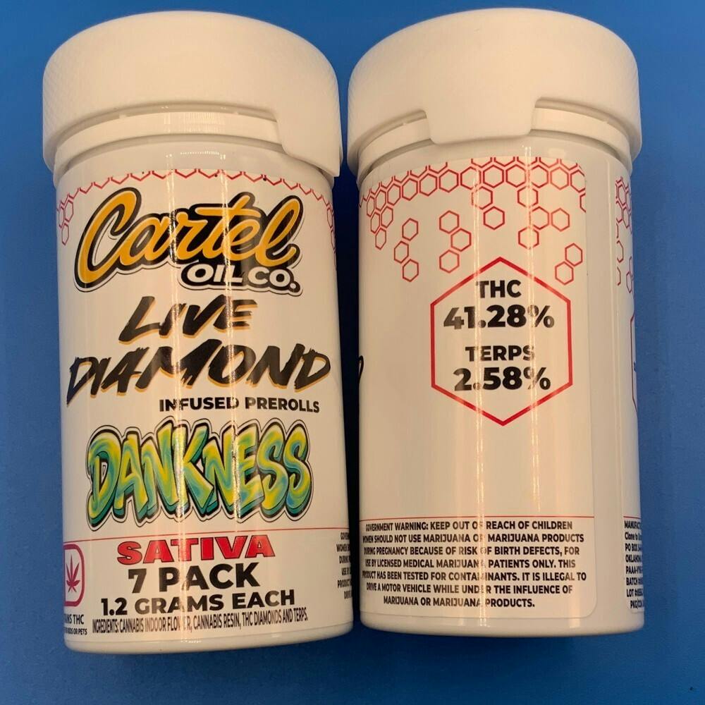 CARTEL OIL 7PK DIAMOND INFUSED PREROLLS - DANKNESS