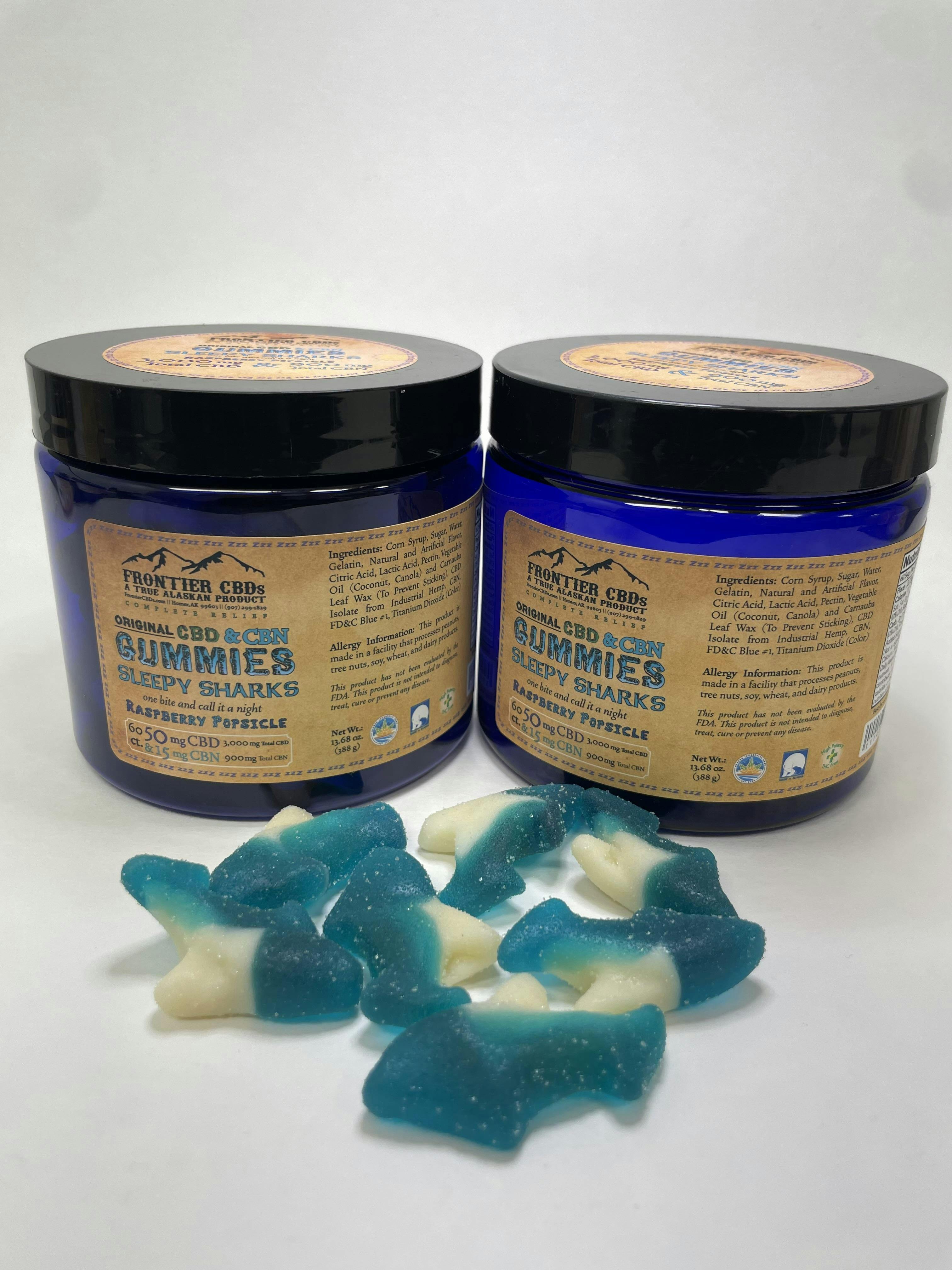 Frontier CBD | Sleepy Sharks 60ct 50mg CBD 15mg CBN | 3000mg total