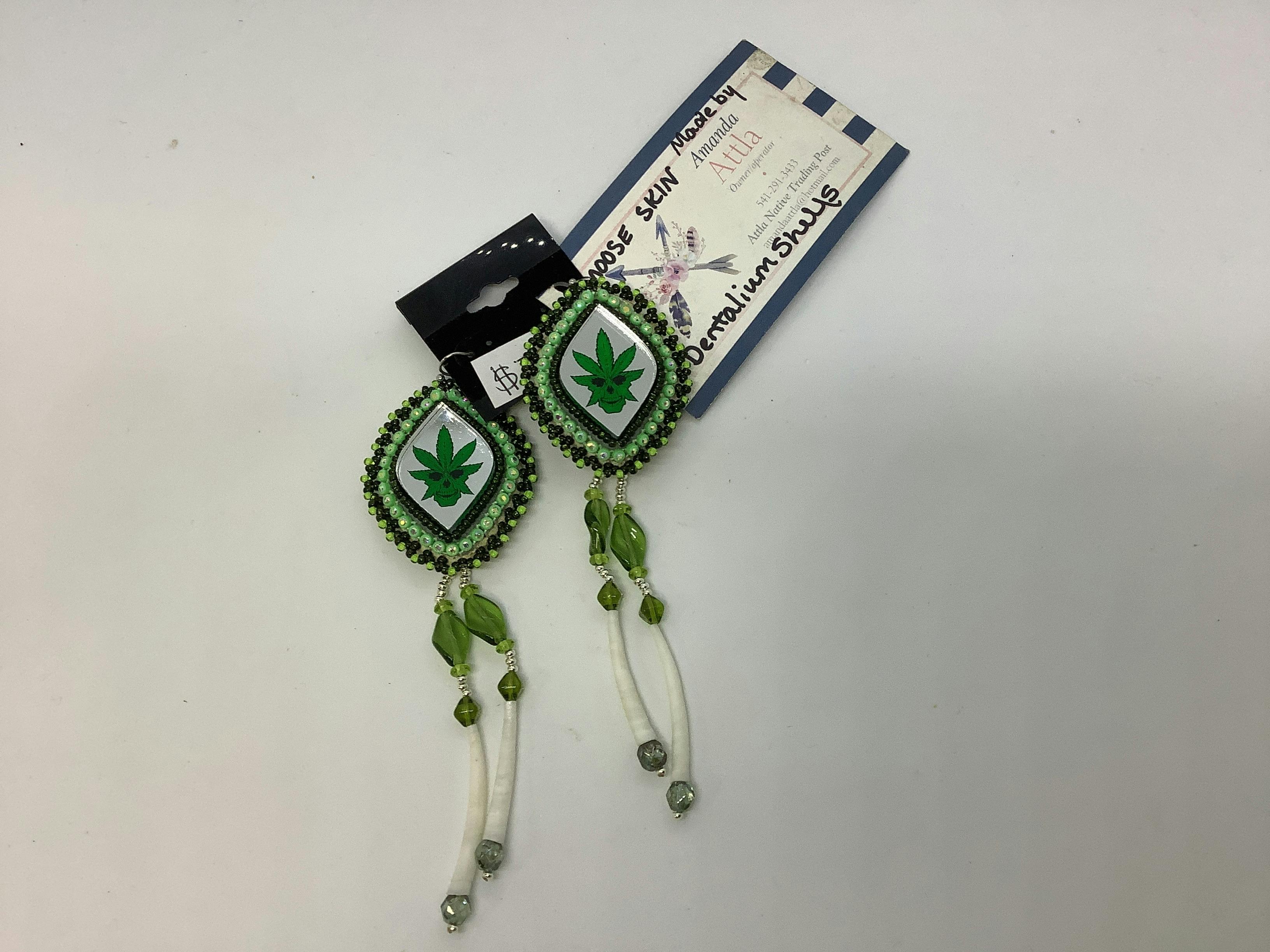 Moose Skin Earrings (Large) : by Attla Native Trading Post