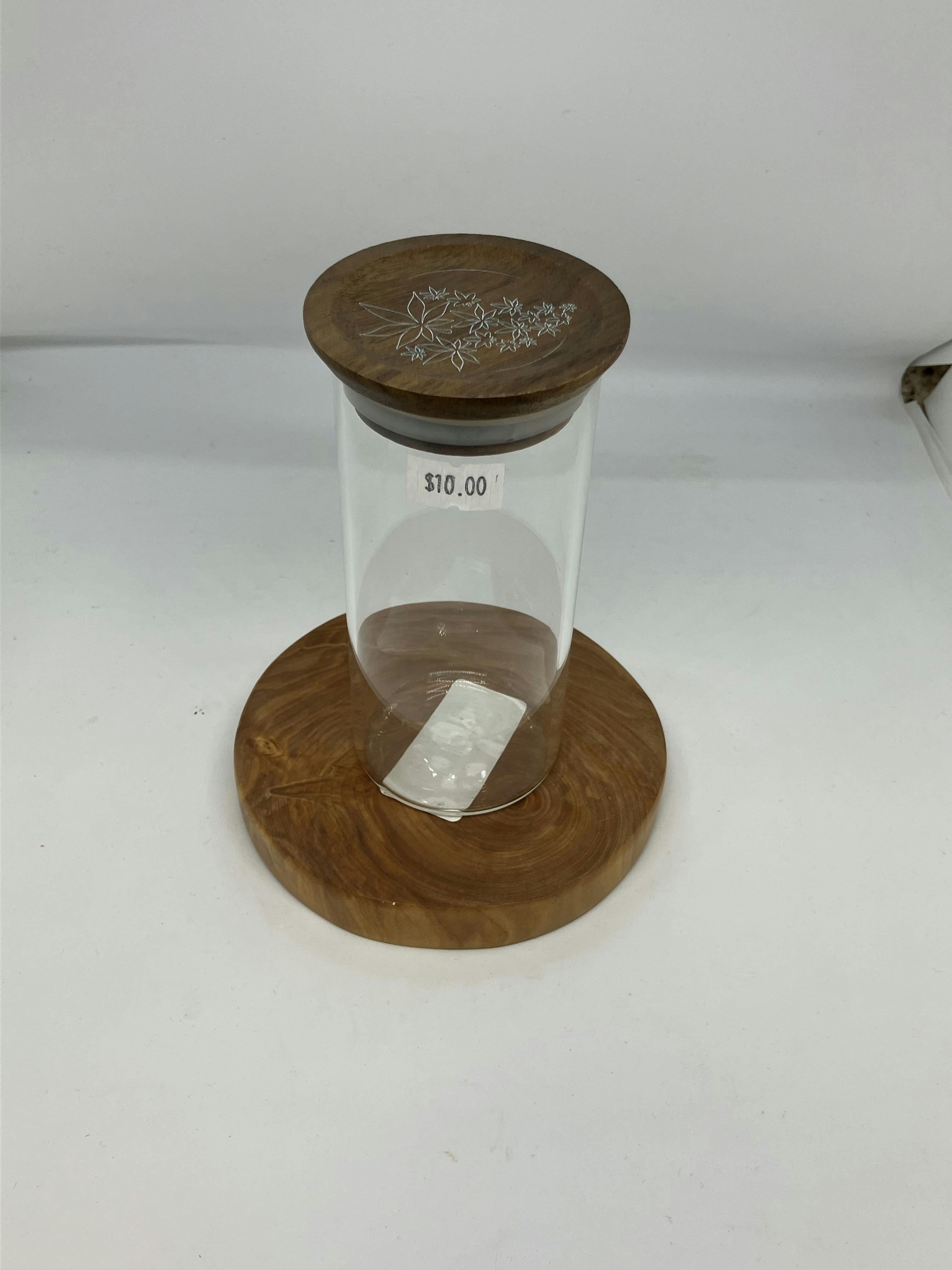 Tall Stash Jar With Wooden Lid