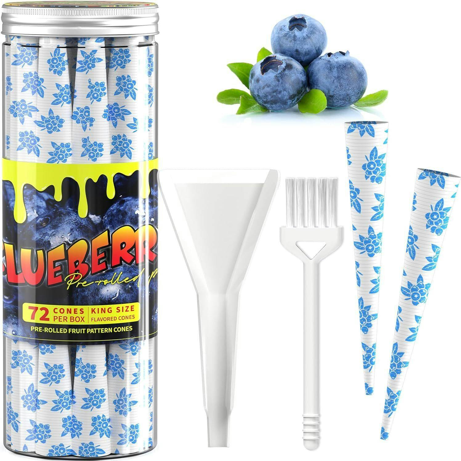 Blueberry Flavored Cones | 72pk King Size | With Cone Loader