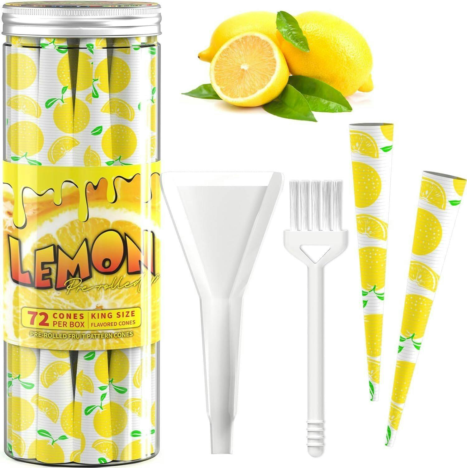 Lemon Flavored Cones | 72pk King Size | With Cone Loader