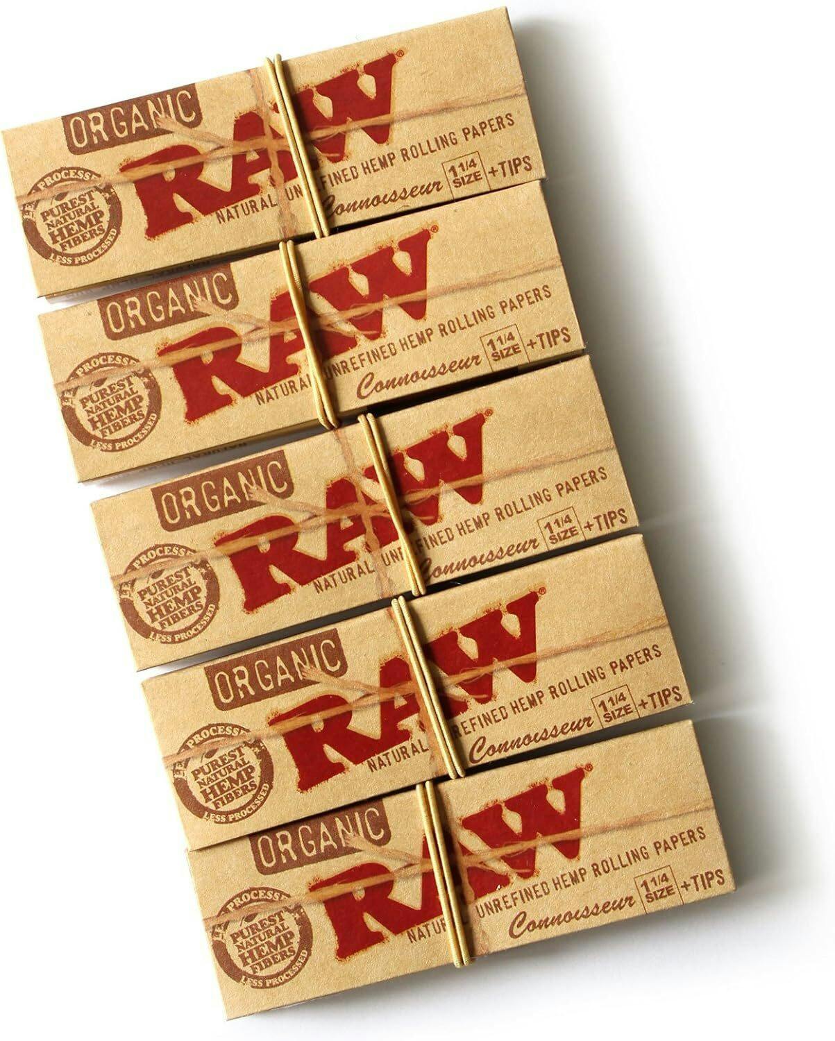 RAW Connoisseur Organic Hemp 1 1/4" Papers With Tips