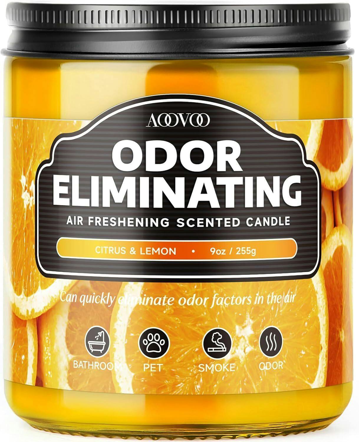 AOOVOO | Odor Eliminating Candle | Citrus and Lemon