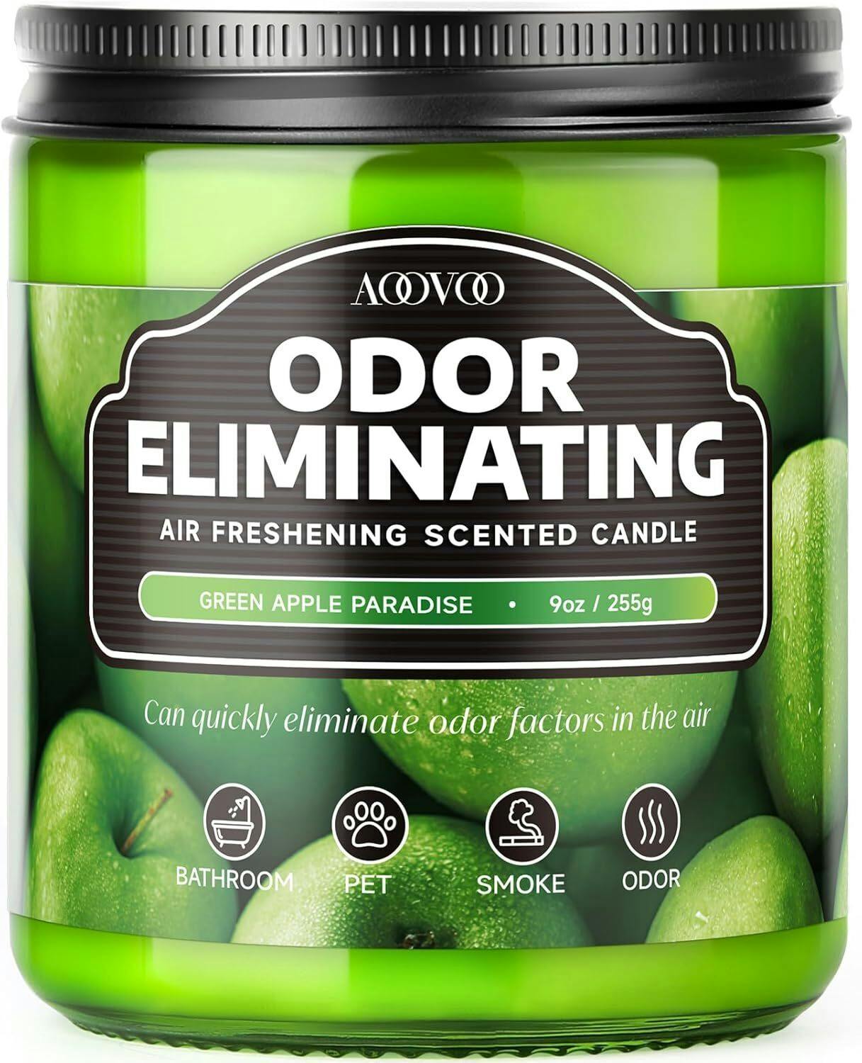 AOOVOO | Odor Eliminating Candle | Green Apple Paradise