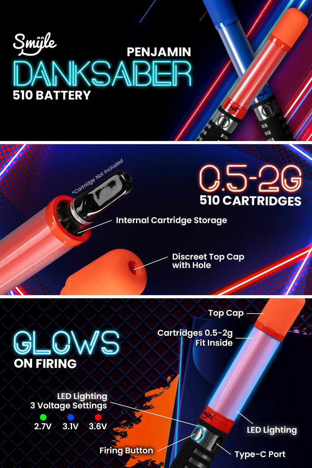 Penjamin | Danksaber 510 Cart Battery | Red
