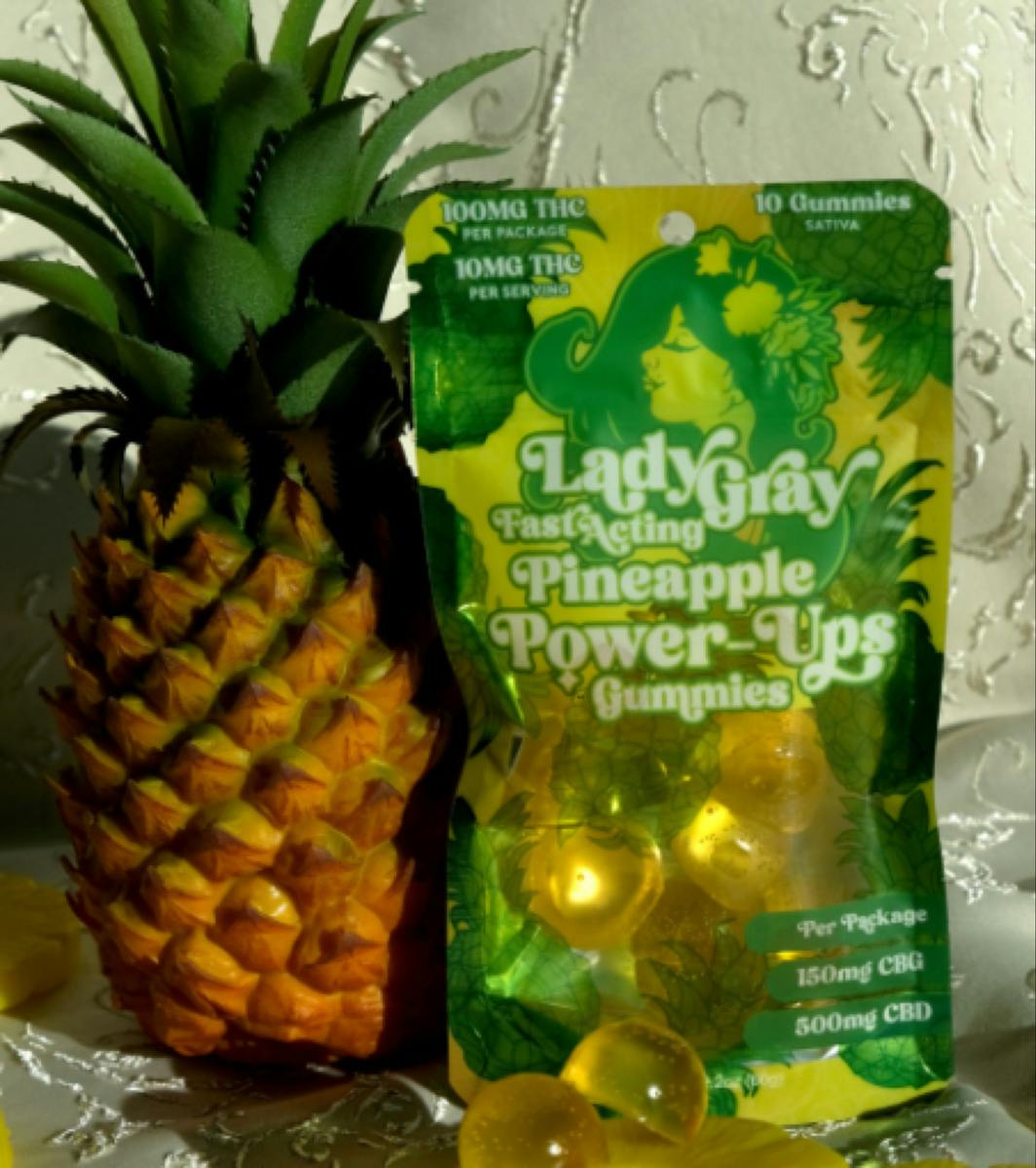 Lady Gray | Fast Acting PineApple Power Gummies | 100mg THC, 500mg CBD, 150mg CBG