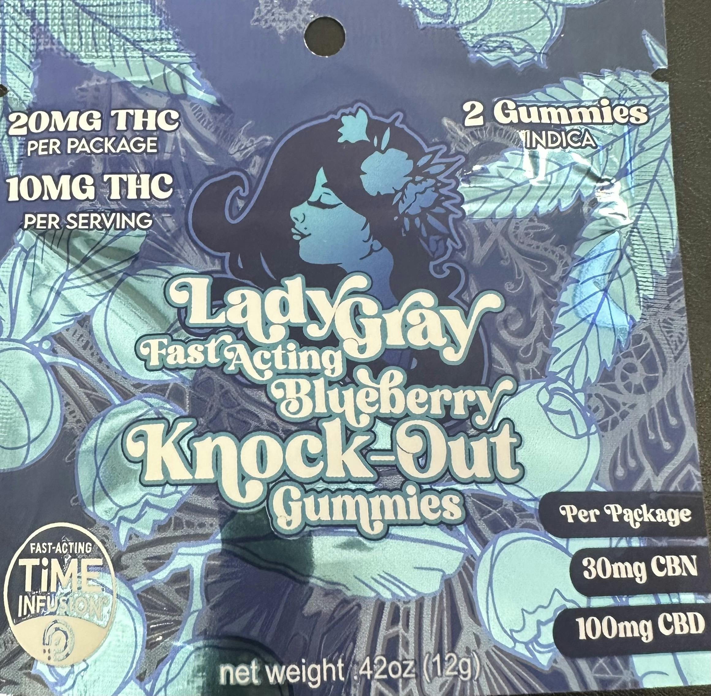 Lady Gray | Blueberry Knockout Gummies | 20mg THC 30mg CBN 100mg CBD